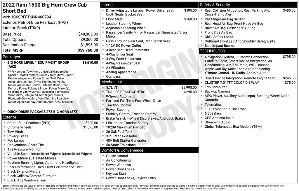2022 RAM 1500 Big Horn/Lone Star
