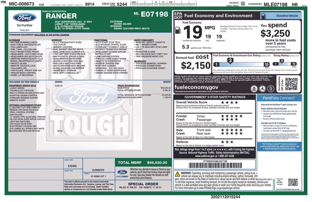 2021 Ford Ranger Lariat