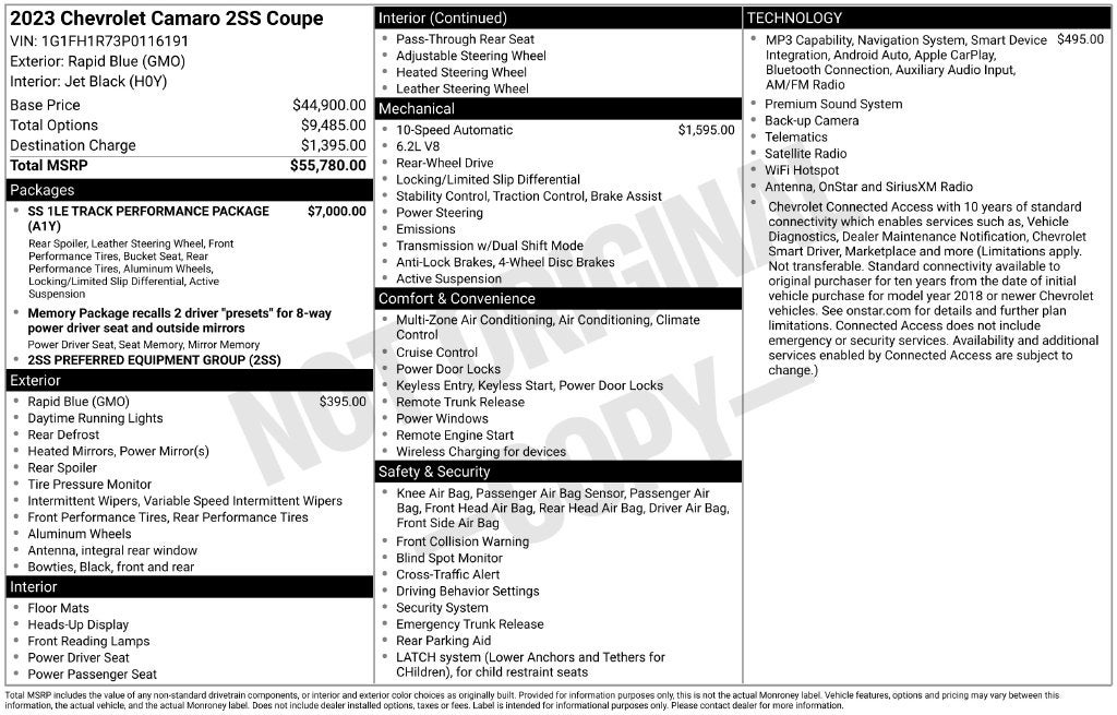 2023 Chevrolet Camaro SS 2SS