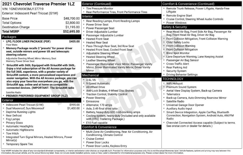 2021 Chevrolet Traverse Premier