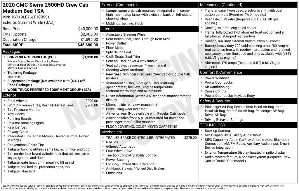 2020 GMC Sierra 2500HD Base