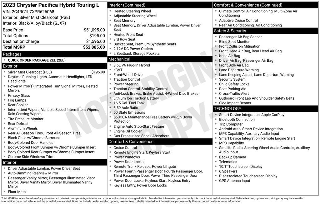 2023 Chrysler Pacifica Hybrid Touring L
