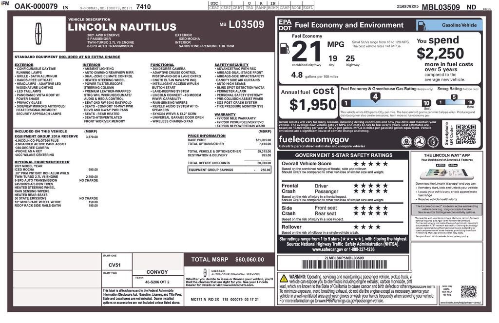 2021 Lincoln Nautilus Reserve