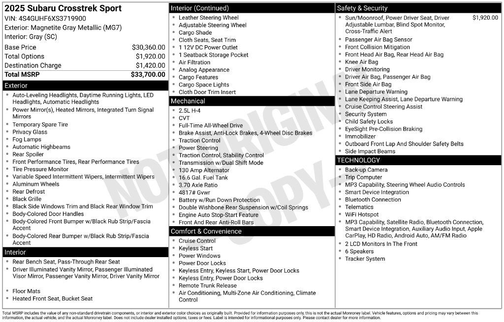 2025 Subaru Crosstrek Sport