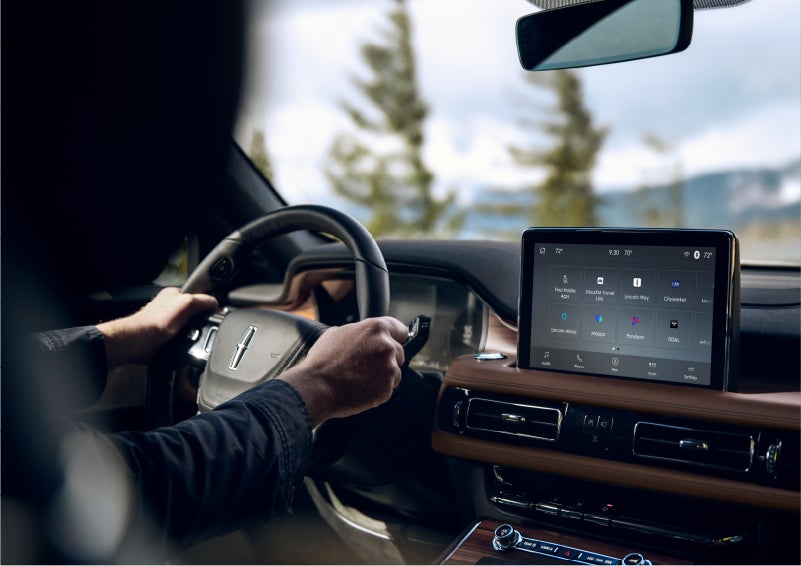 The Lincoln+Alexa app screen is displayed in the center screen of a 2023 Lincoln Aviator® Grand Touring SUV | Don Franklin Lincoln in London KY
