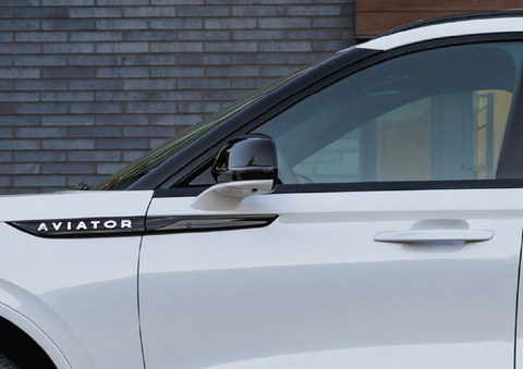 The driver’s door of a white 2025 Lincoln Aviator® SUV is showcased. | Don Franklin Lincoln in London KY