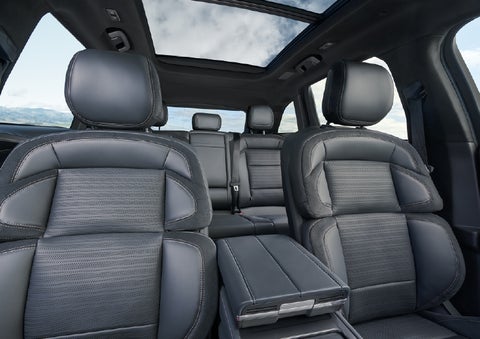 The spacious second row and available panoramic Vista Roof® is shown. | Don Franklin Lincoln in London KY